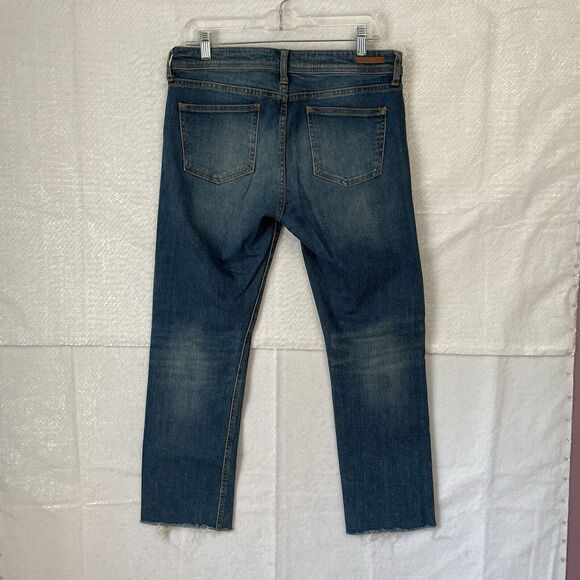 Pilcro Jeans Women’s 29 Blue Denim SLIM STRAIGHT Crop Raw Hem Anthropolgie - Picture 2 of 11